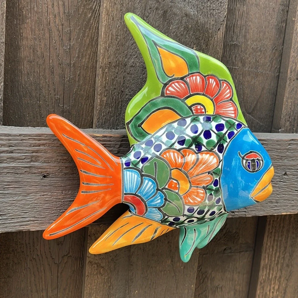 Colorful Talavera Fish Wall Decor